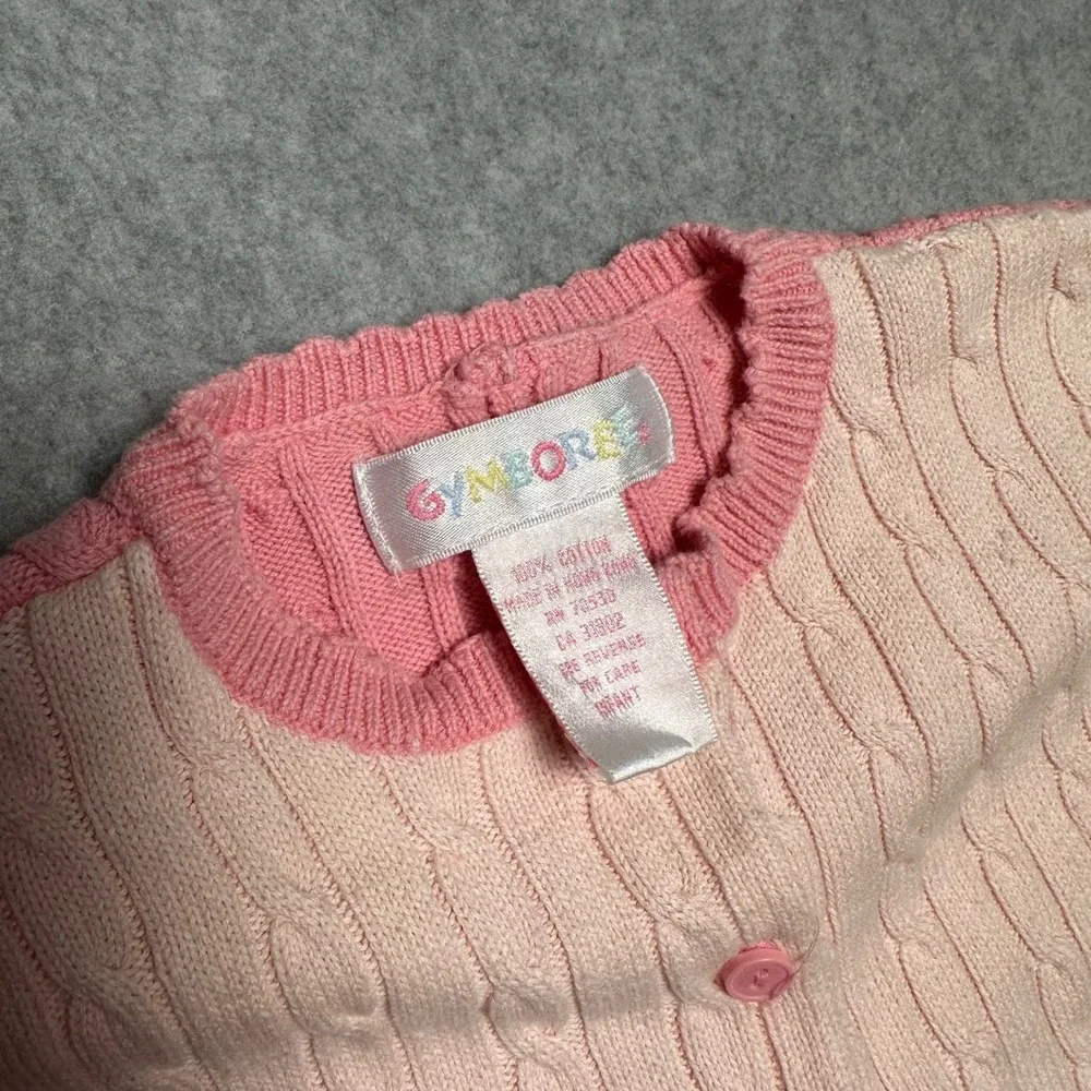 Vintage Gymboree Pink Cable Knit Jumpsuit Mouse Embroidered Romper 12-18M